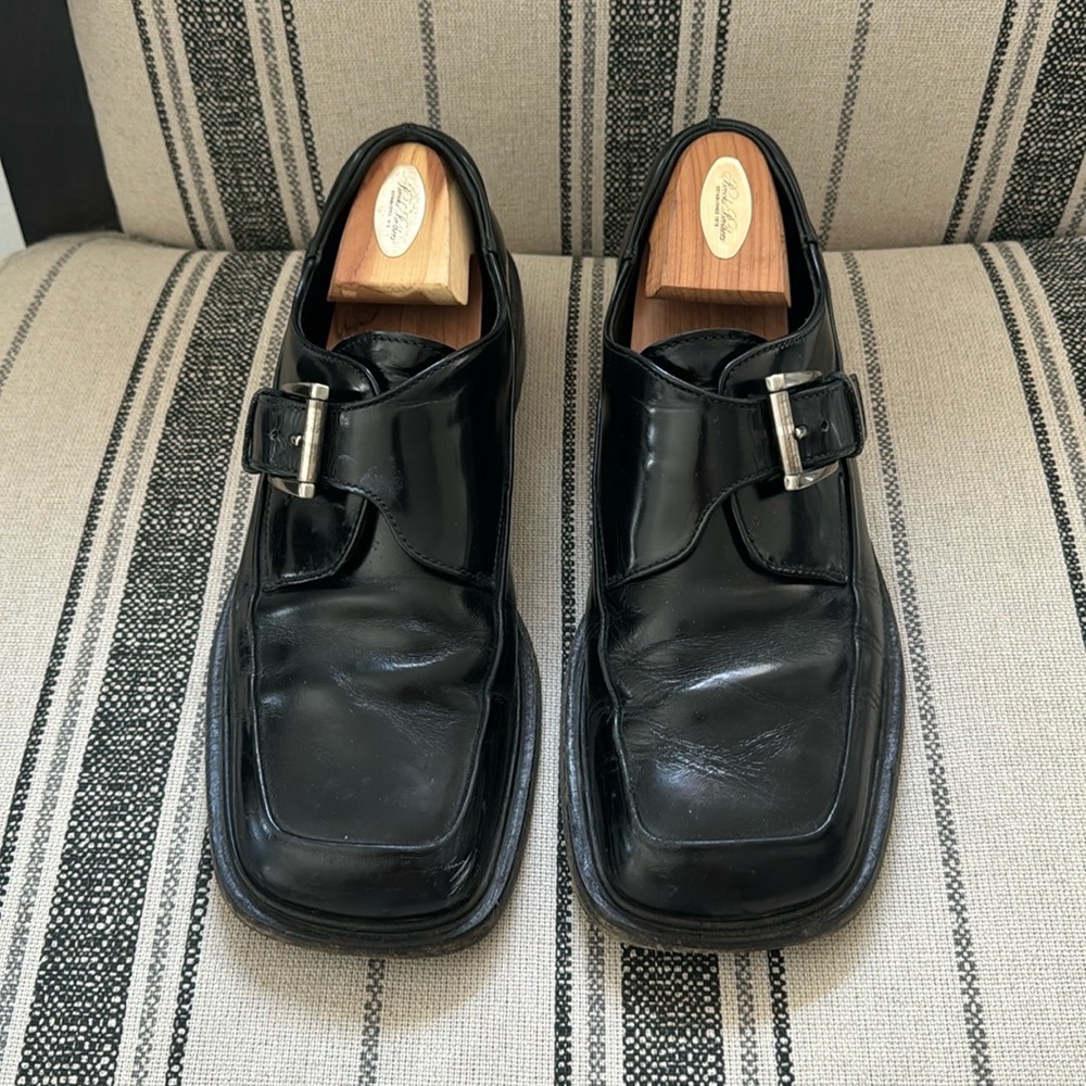 PRADA vintage sq toe buckle shoes